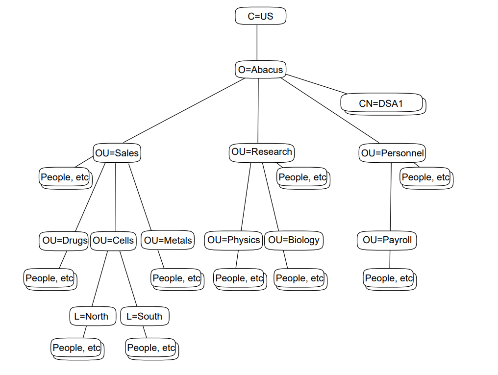 DSA Entries Beneath the Organization Entry