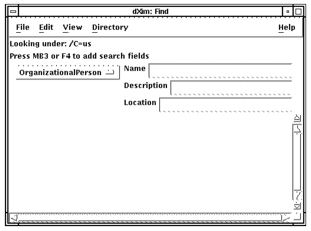 DXIM Find Window Showing Filter Fields