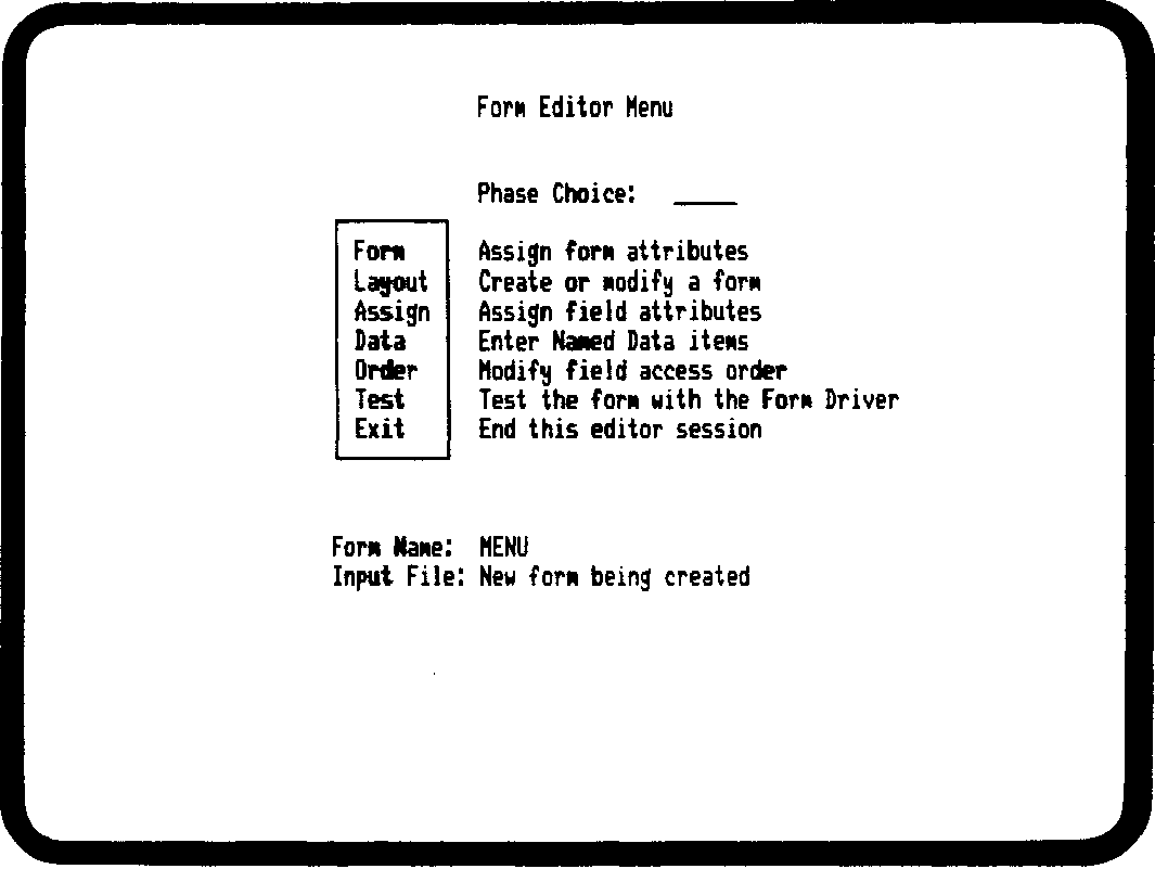 Form Editor Menu