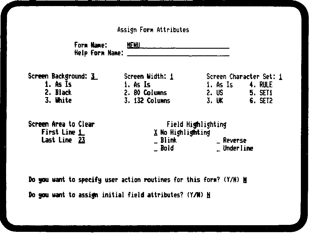 Form Attributes Questionnaire