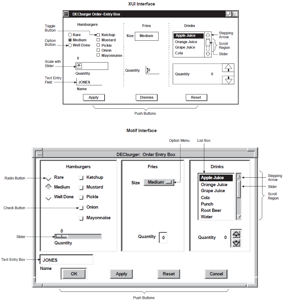 XUI and Motif Objects