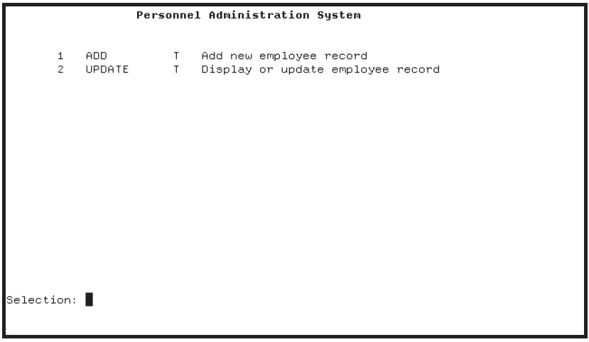 Selection Menu