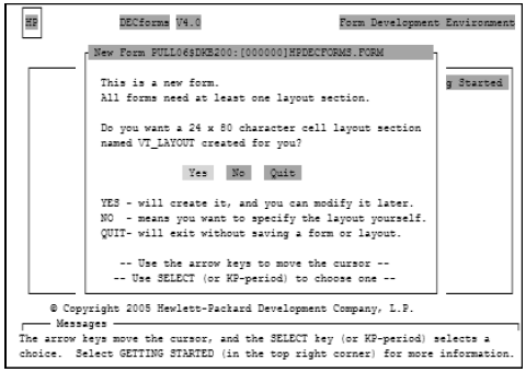 DECforms LAYOUT Screen