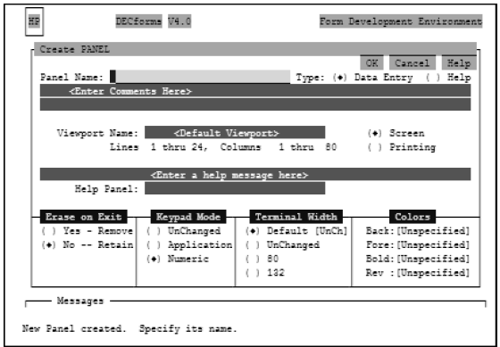 Create Panel Screen