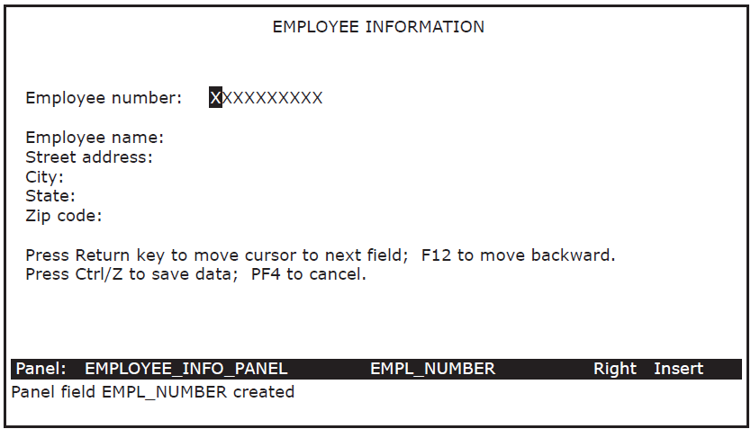 Sample Panel with One Data Field Picture