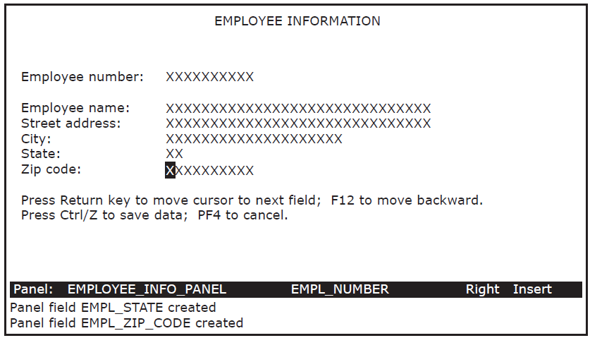 Sample Panel with Data Field Pictures