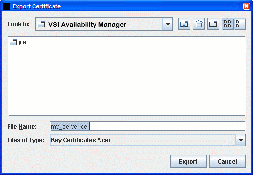 Export Certificate Dialog Box