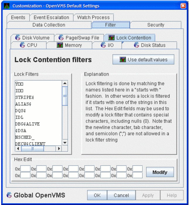 OpenVMS Lock Contention Filters