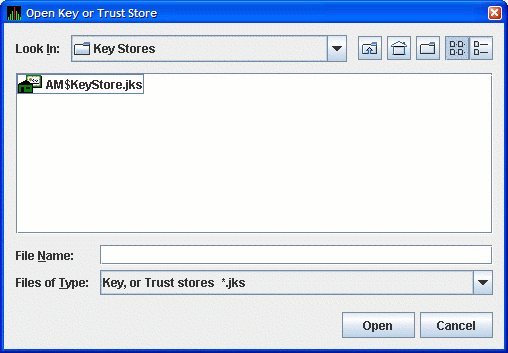 Open Key or Trust Store Dialog Box