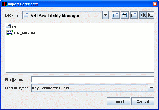 Import Certificate Dialog Box