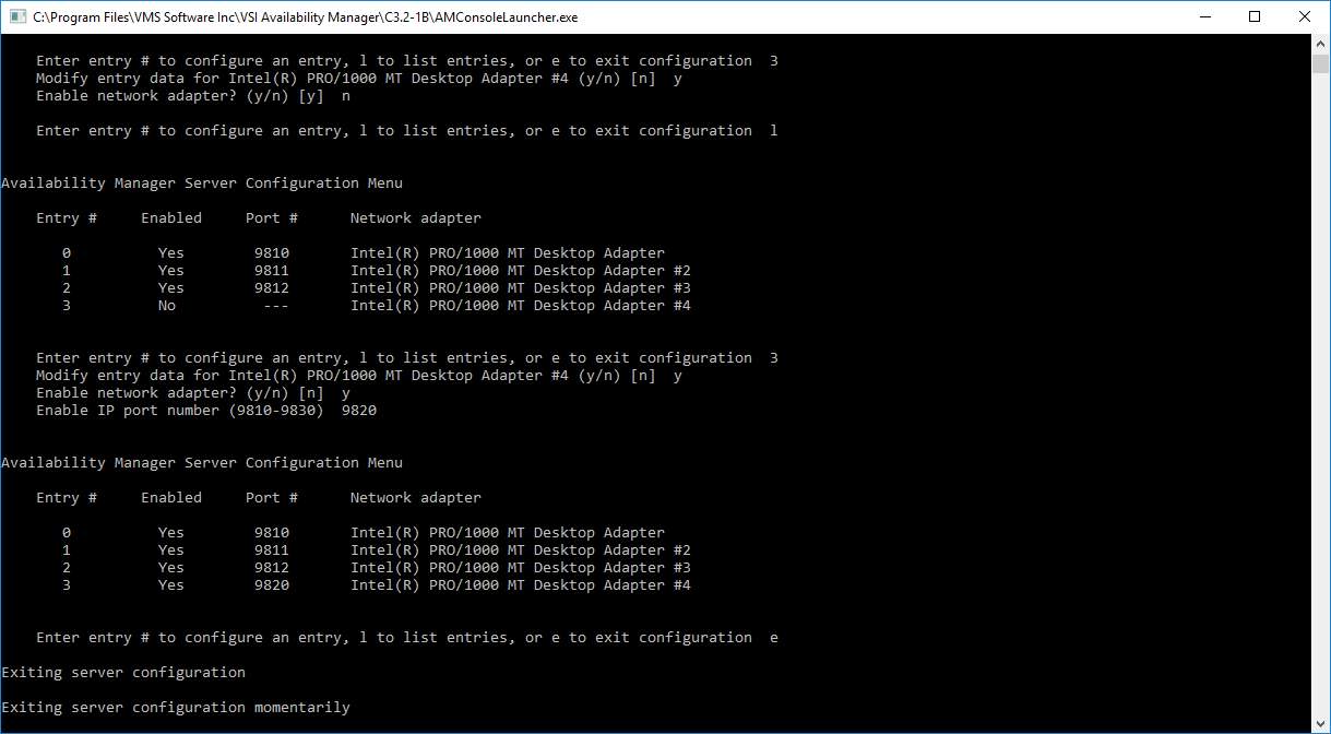 Exiting the Data Server Configuration Utility