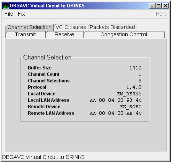 LAN VC Channel Selection Data (Nonmanaged Objects)