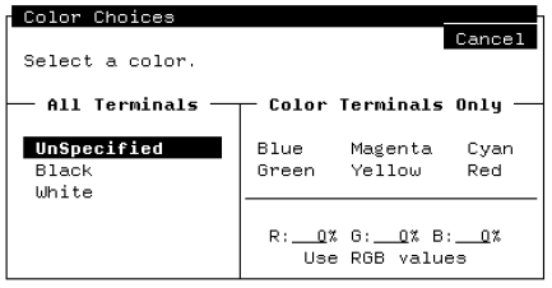 Specifying Screen Colors in the FDE