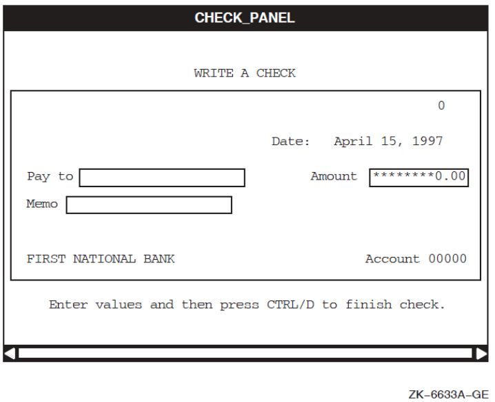 Panel Displayed by the Test Utility