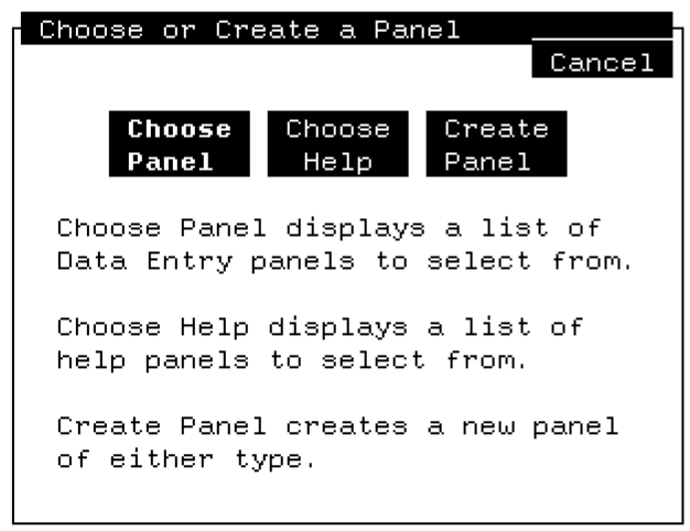 FDE Choose, Create Panel