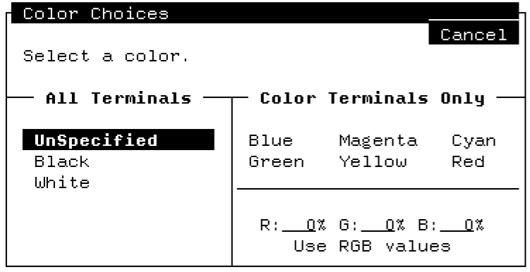 FDE Color Choice Panel