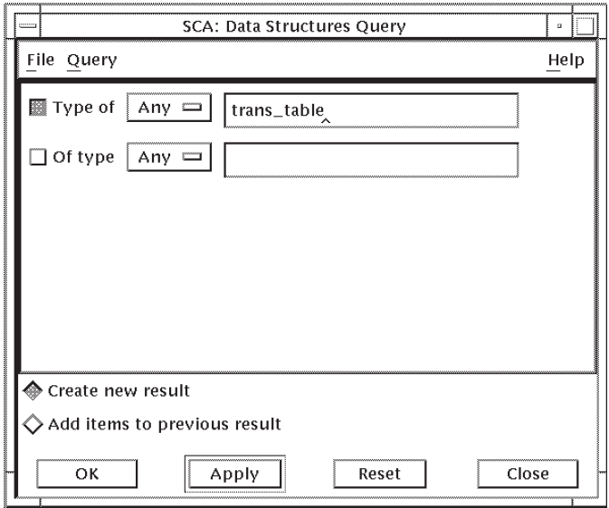 The Data Structures Query Window