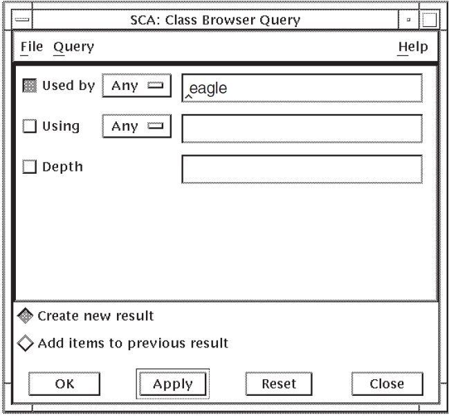 The Class Browser Query Window