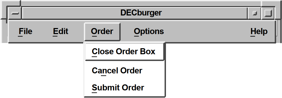 OpenVMS DECburger XmPulldownMenu Widget