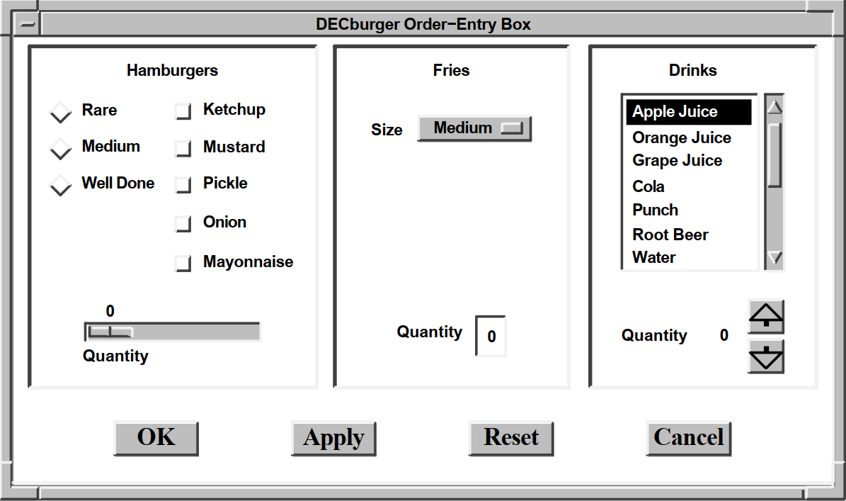 OpenVMS DECburger XmFormDialog Widget