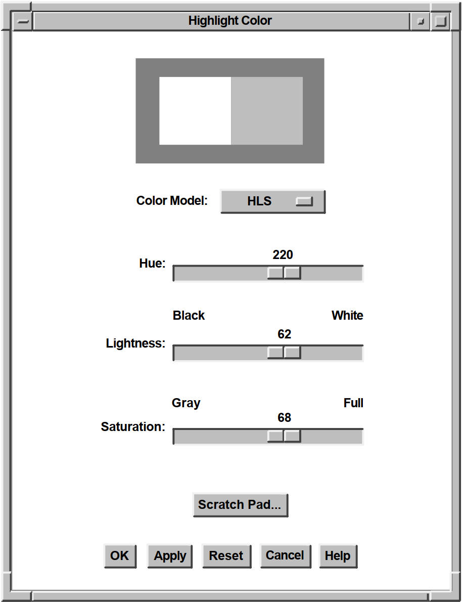 Components of the Color Mixing Widget (HLS Color Model)