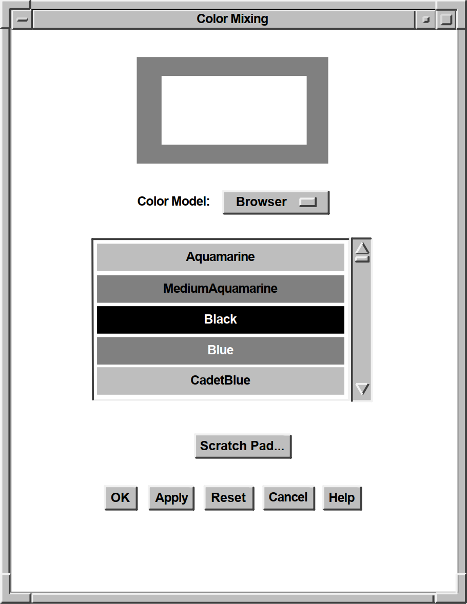 Components of the Color Mixing Widget (Browser Color Model)