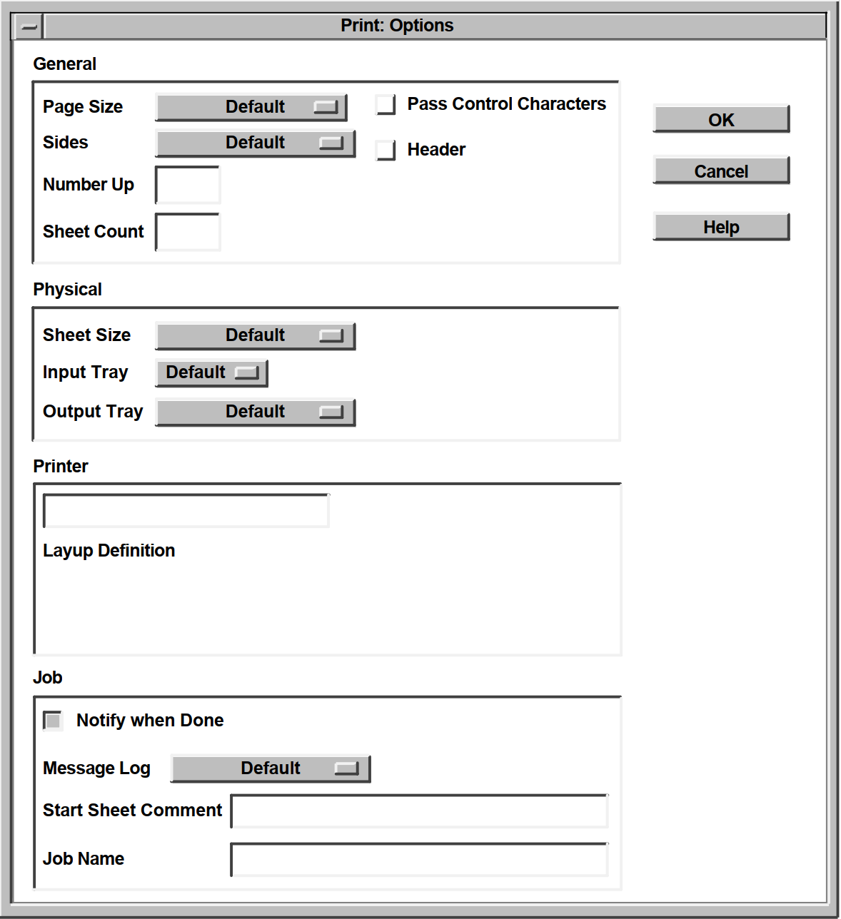 Print Widget Secondary Dialog Box