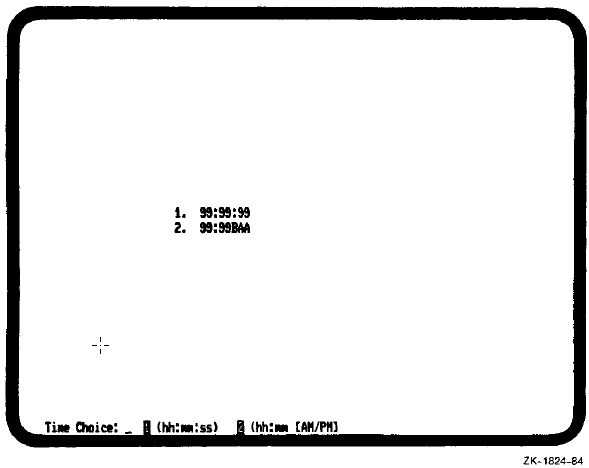 Time Field Menu