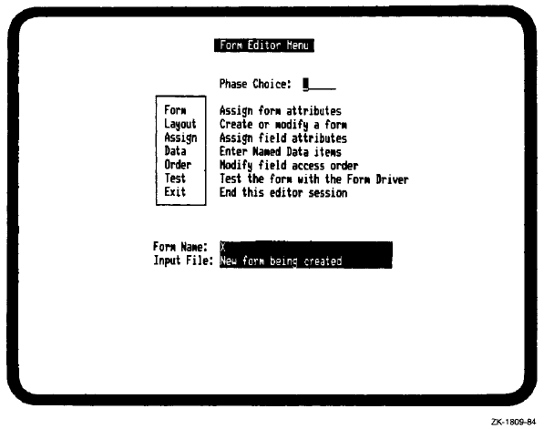 Form Editor Menu