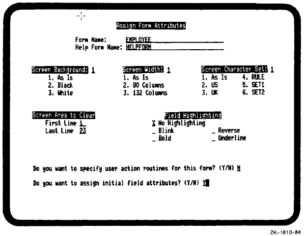 Assign Form Attributes Questionnaire