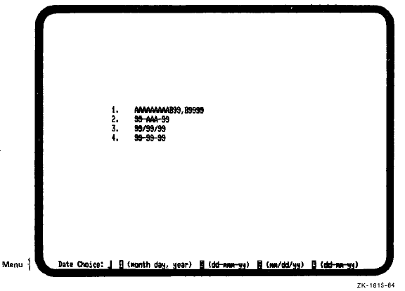 Date Field Menu