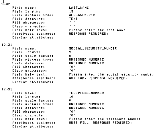 TDMS List of the FCVEXAMPLE Form