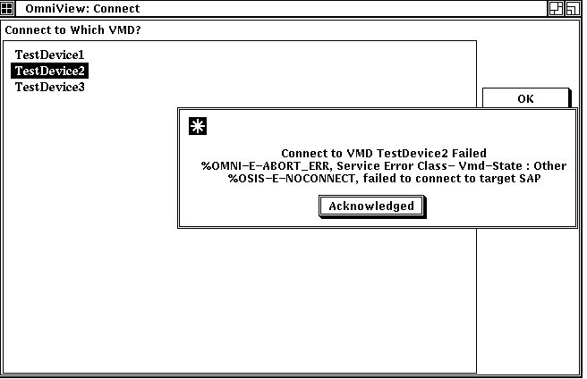 Failure to Connect to a VMD