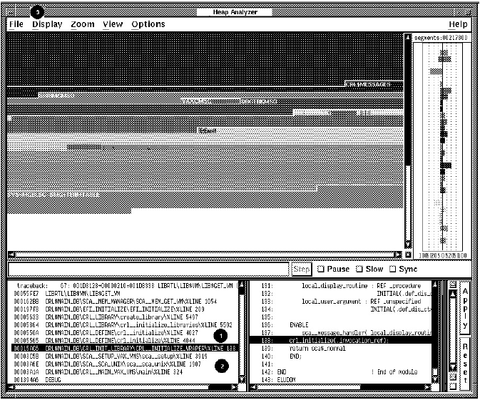 Heap Analyzer Information and Source Windows