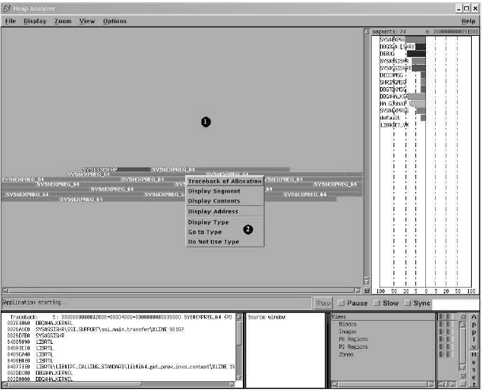 Heap Analyzer Memory Map Context-Sensitive Pop-Up Menu