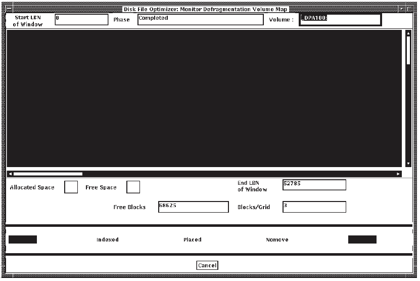 Defragmentation Partial Volume Map Window