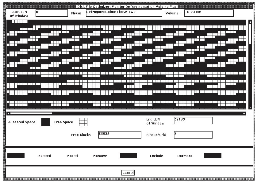 Defragmentation Partial Volume Map Window