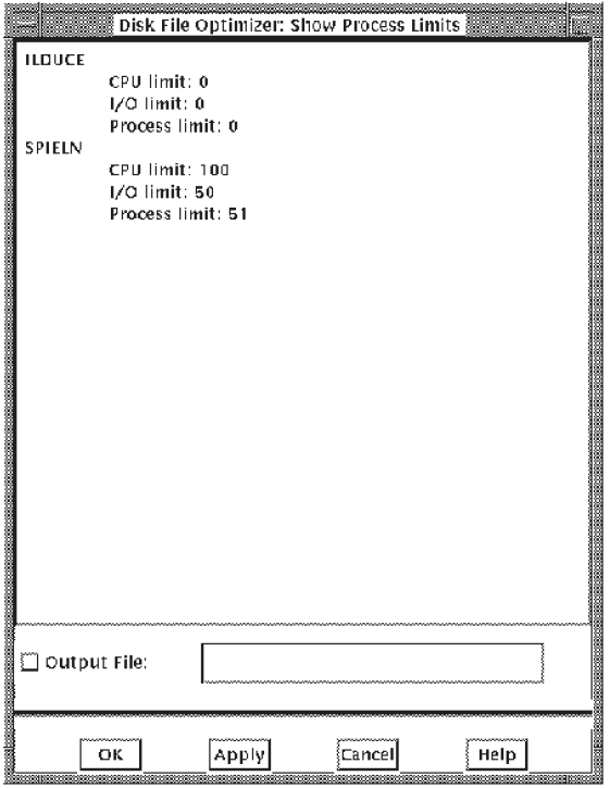 The Show Process Limits Dialog Box