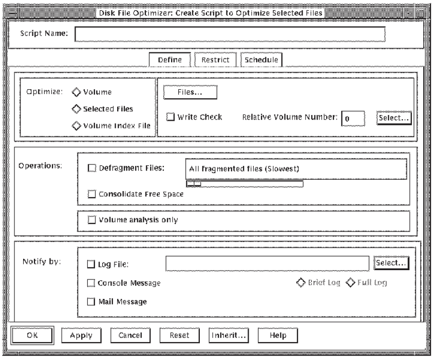 Script Define Dialog Box for a File