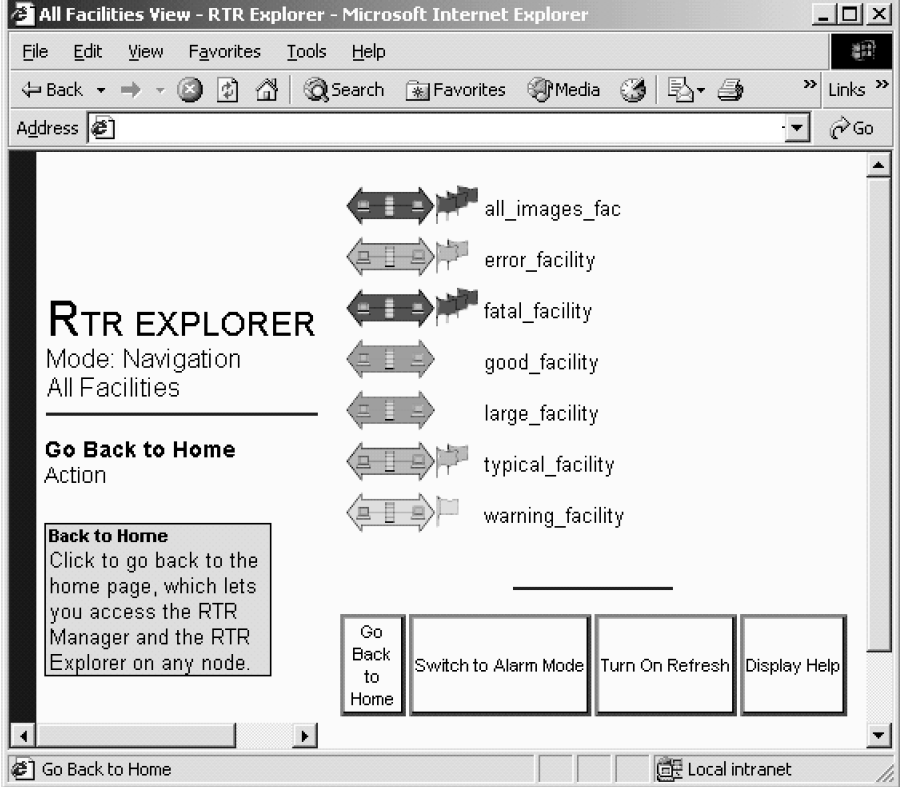 RTR Explorer - Navigation Mode, All-Facility View