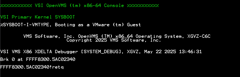 SYSDBG + BREAK